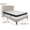 thumbnail image 4 of Flash Furniture Roxbury Queen Size Tufted Upholstered Platform Bed in Beige Fabric with Memory Foam Mattress, 4 of 5