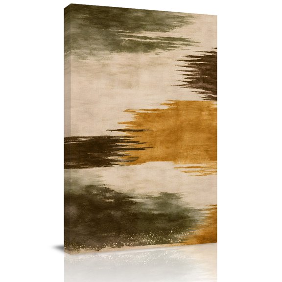 Canvas Wall Art, Green Brown Abstract Art Framed Canvas Prints for Living Room Office, Modern Art Aesthetics Large Gallery Wrapped Wall Decor for Home Office, Gifts, 16"x24" Ship Next Day