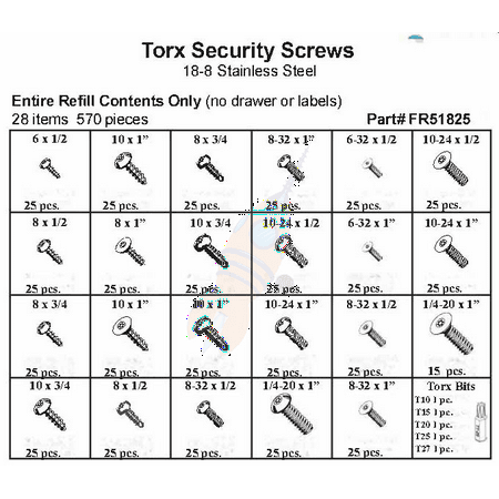

Assortment Refill Only for FK11825 and FK51825