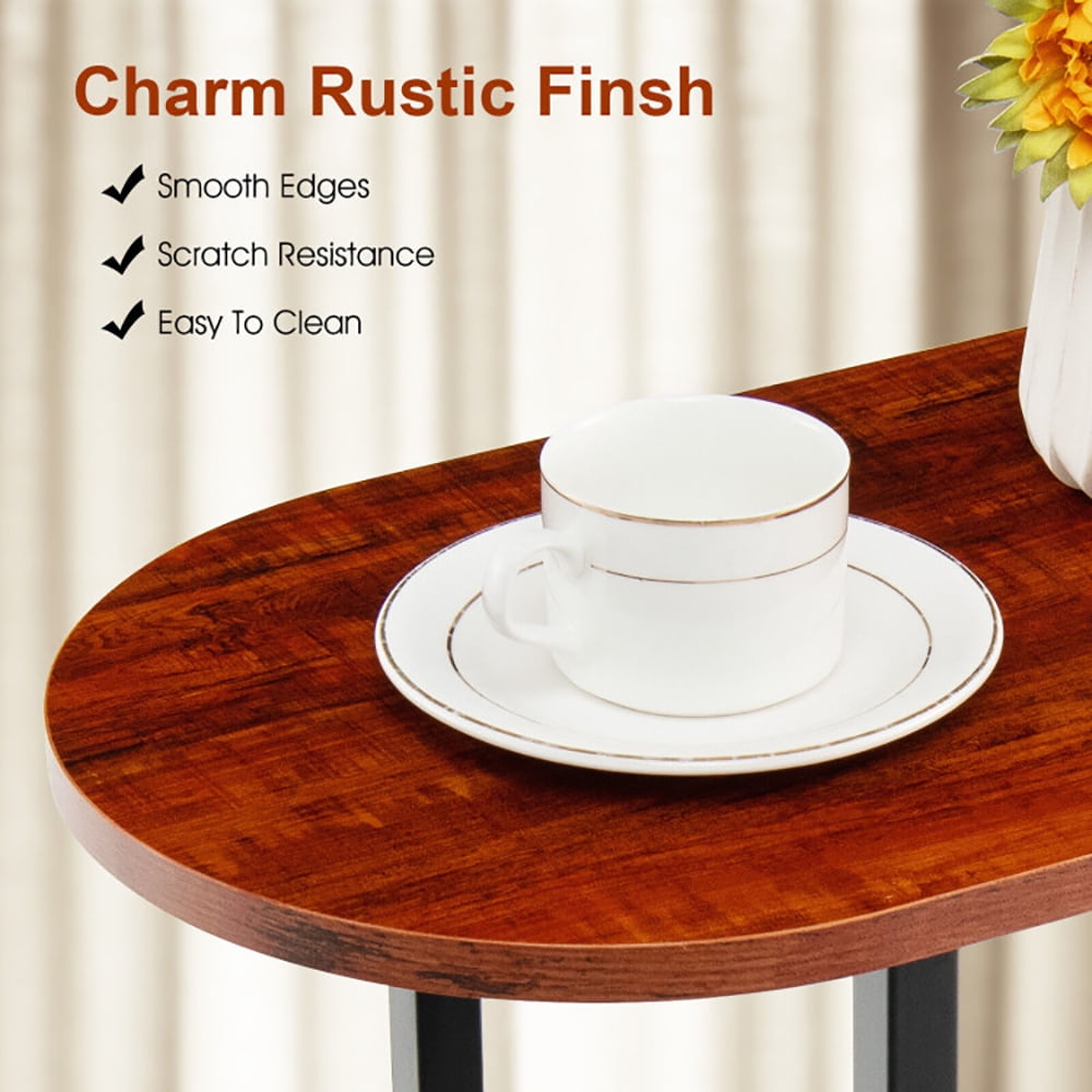 Finihen End Side Table, Sofa Side Table, Bed Side Table, 2-tier Oval Narrow Bedside End Table, for Living Room, Bedroom, Rustic Brown Finihen End Side Table, Sofa Side Table, Bed Side Table, 2-tier Oval Narrow Bedside End Table, for Living Room, Bedroom, Rustic Brown