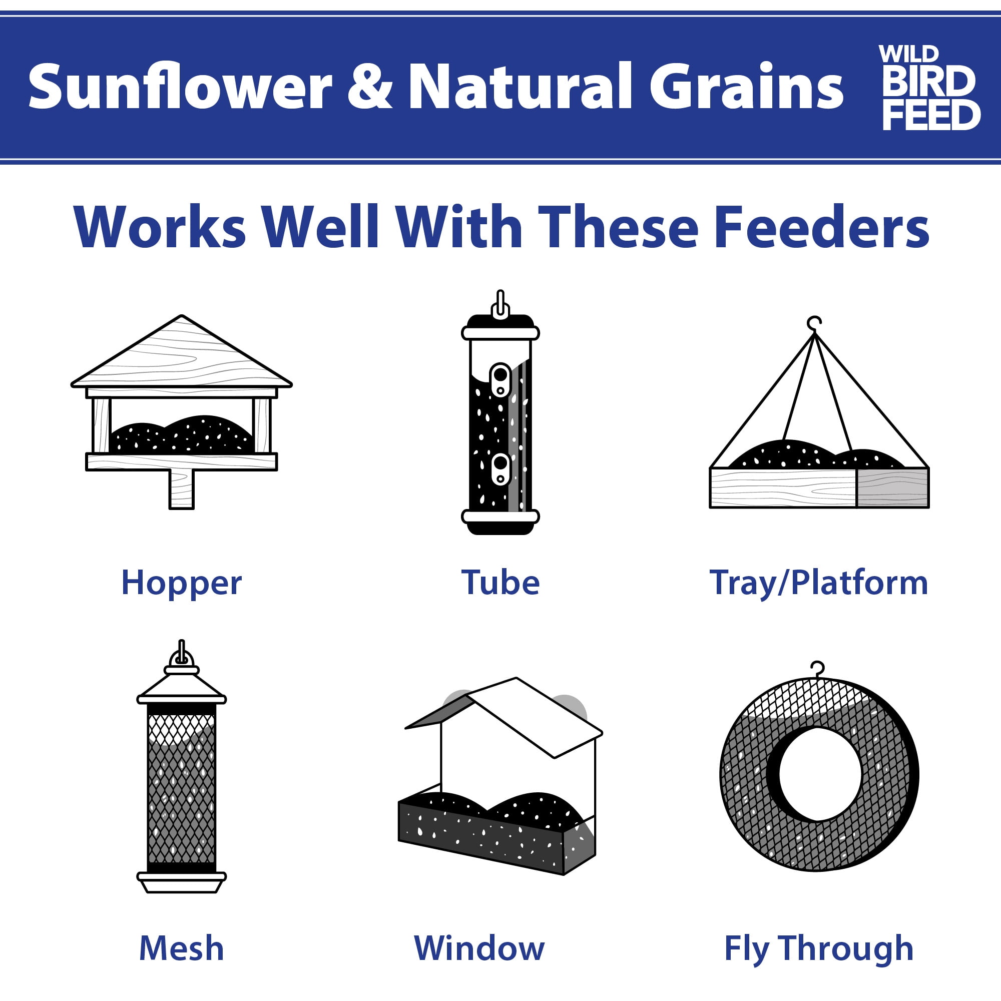 Global Harvest Foods Sunflower & Grains Wild Bird Feed, Dry, 1 Count per Pack, 20 lb. Bag
