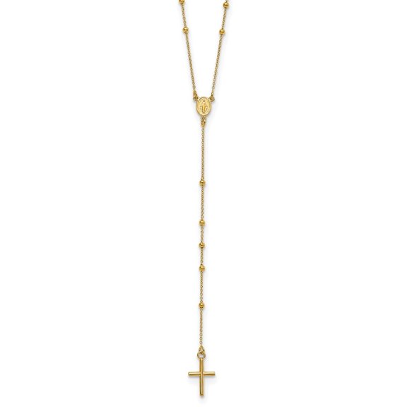 Diamond2Deal 14k Yellow Gold Rosary 24 inch Necklace 24inch for Women