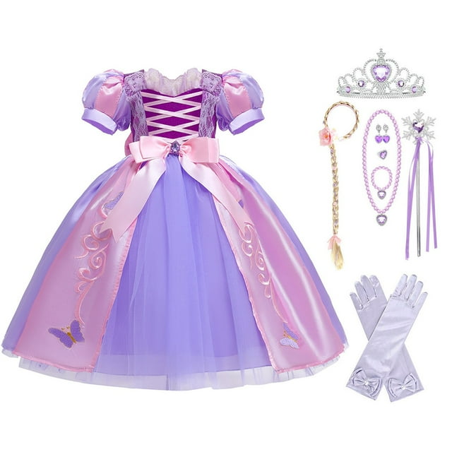 HAWEE Raiponce Robe de Princesse d'Halloween Costume de Luxe Fête Déguisement pour Filles