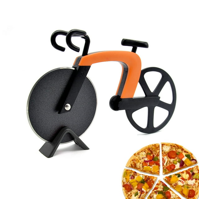 Amdohai Coupe-Pizza en Acier Inoxydable Coupe-Pizza à Deux Roues en Forme de Vélo Outil de Coupe-Pizza Rose