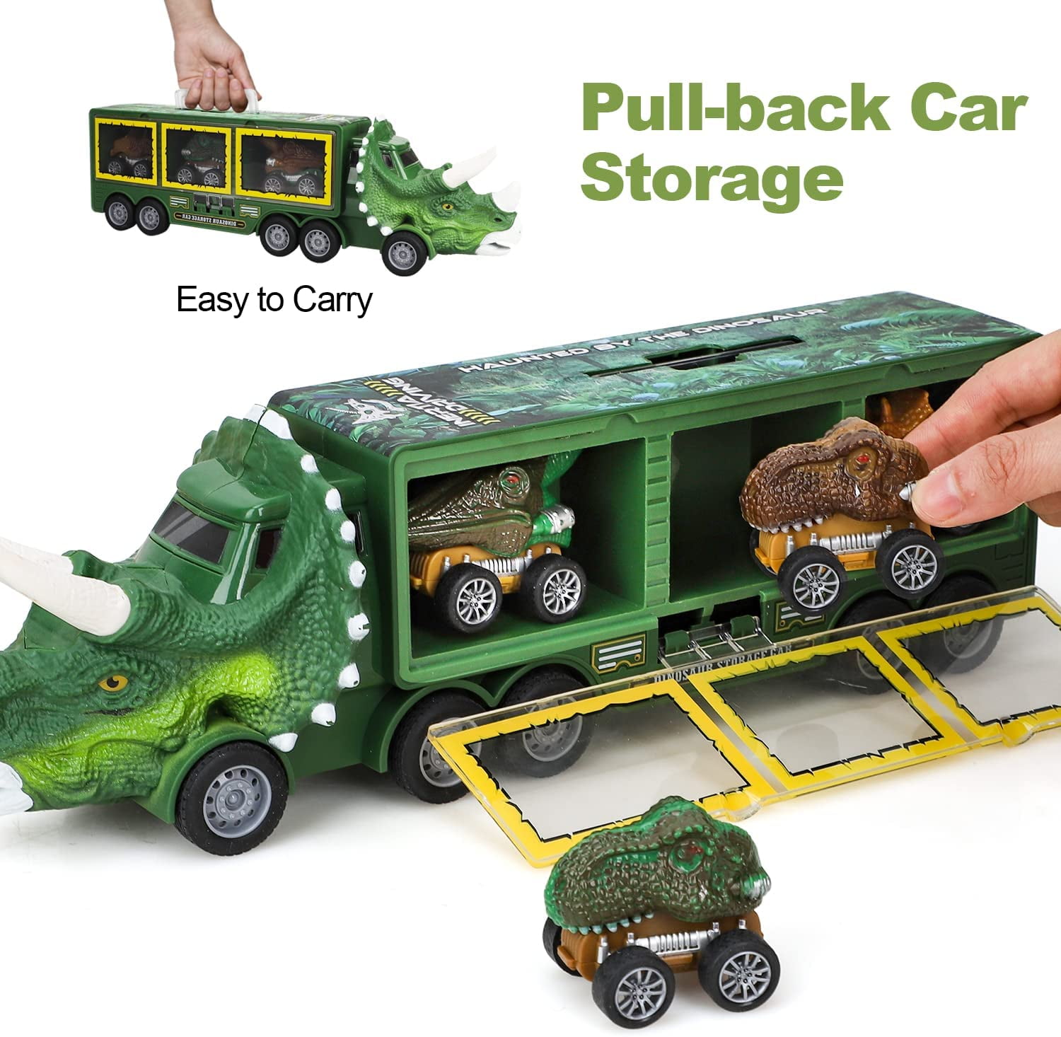 TOY Life Dinosaur Toy Truck for Kids 3 - 8 with Pull Back Car Toys, 9 in 1 Monster Truck for Boys and Girls, Dinosaur Transport Truck for Kids, Dinosaur Toys for Kids 3-7