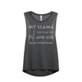 thumbnail image 1 of Thread Tank My Llama Don't Like You And She Likes Everyone Women's Fashion Sleeveless Muscle Tank Top Charcoal Small, 1 of 4