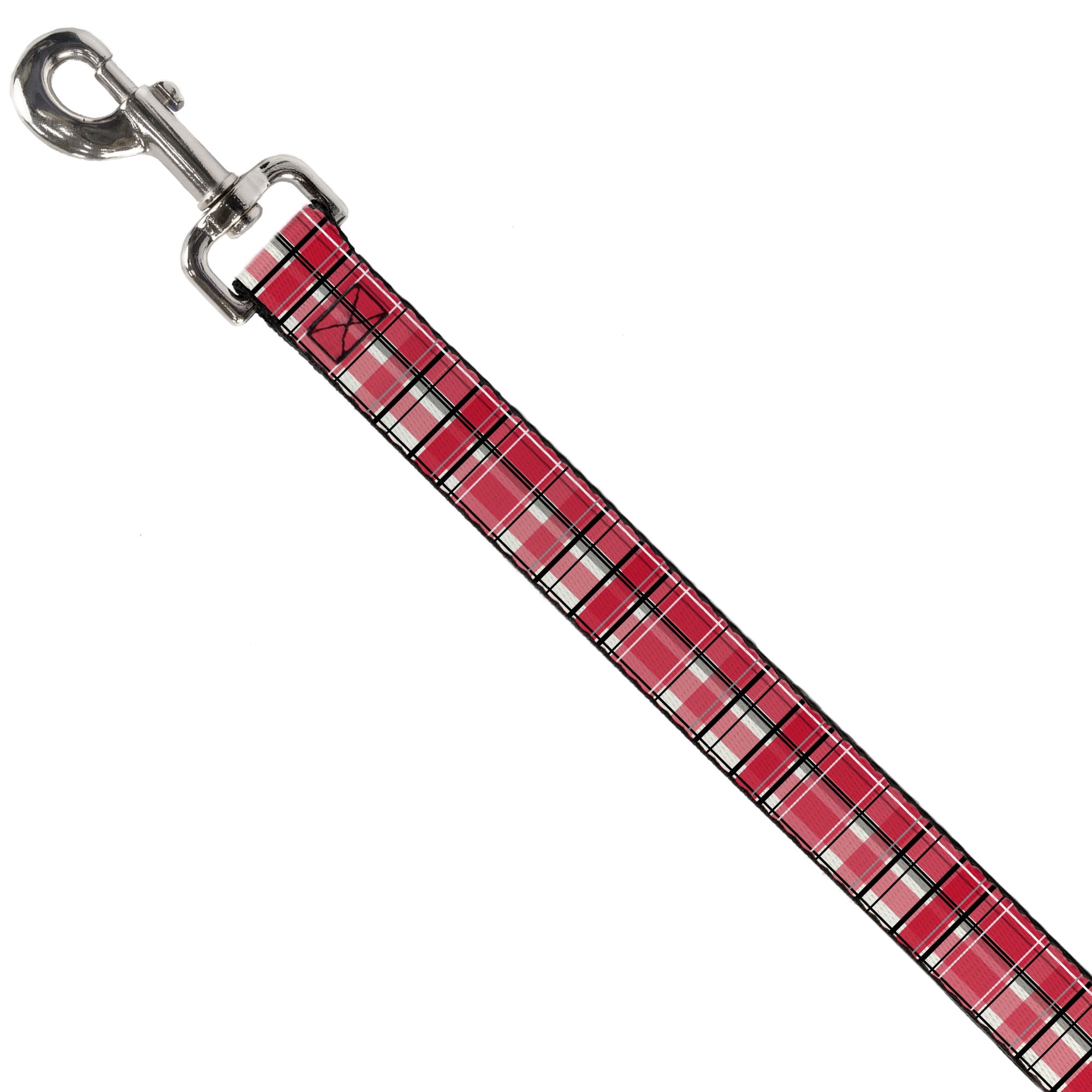 Buckle-Down Pet Leash, Dog Leash, Holiday Christmas Plaid Red White Black, 6 Feet Long 1.0 Inch Wide