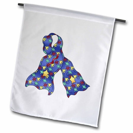 3dRose Blue Puzzle Autism Aspergers Awareness Ribbon Cause Design - Garden Flag  12 by 18-inch
