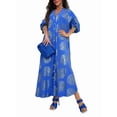 thumbnail image 2 of Women'S Floral Print Boho Dress Side Split Deep V Neck Short Sleeves Maxi Dress A-Line Flowy Maxi Dresses Blue 5XL, 2 of 5