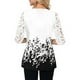 thumbnail image 3 of Blusa Camiseta Manga 3/4 Cuello Estampado Encaje Qarigey Mujer Verano Blanco L, 3 of 5