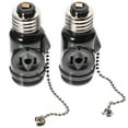 thumbnail image 4 of Pawsdot 2Pcs E26 Lamp Socket Adapter with Pull Chain and Two Outlet Screw Light Holder Black, 4 of 8