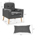 thumbnail image 3 of Costway Accent Chair Upholstered Linen Armchair Sofa Chair w/Waist Pillow Grey, 3 of 12