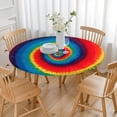 thumbnail image 3 of Colorful Tie Dye Pattern Round Fitted Tablecloth with Elastic Edge,Dining Table Cover Waterproof,Outdoor Round Tablecloth for Camping,Dining,Indoor and Outdoor, 3 of 7