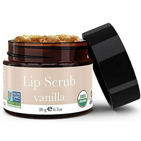 Lip Scrub, Vanilla Flavor - Organic Exfoliating Sugar Scrubs, Exfoliator for Chapped Dry Lips, Moisturizes With Fresh, Lush Natural Ingredients; Best Before Balm; for Men and Women (1 (Best Solution For Dry Lips)
