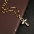 thumbnail image 4 of HZMAN Stainless Steel Large Ankh Cross Pendant Ancient Egyptian Hieroglyphic Symbol 22+2 Inch Chain（Gold-Big）, 4 of 6