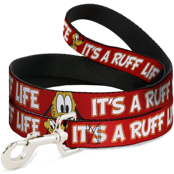 Disney Pet Leash, Dog Leash, Pluto 2 Pose Its A Ruff Life Red Yellow White, 4 Feet Long 0.5 Inch Wide
