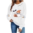 thumbnail image 2 of FAVIPT Womens Halloween Graphic Sweatshirts Cute Pumpkin Ghost Print Pullover Long Sleeve Casual Loose Fit Sweatshirt White,S, 2 of 6