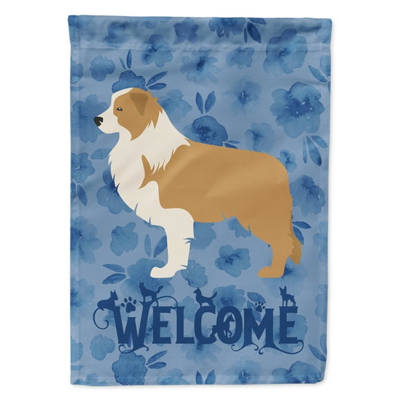 Carolines Treasures CK6149GF Red Border Collie Welcome Flag Garden Size Small multicolor
