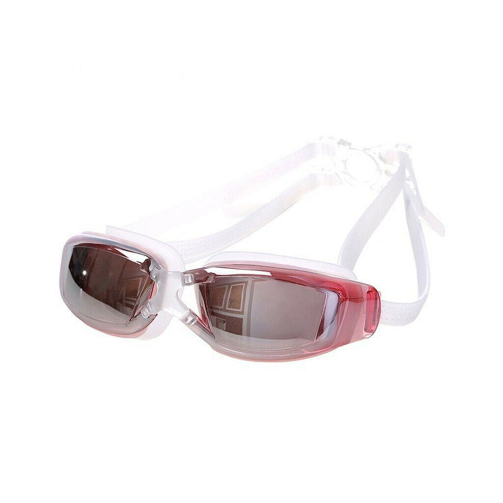 USA Shp Swim Goggles Professional Anti-fog UV Protection Lt Brown Trim Mirrored 