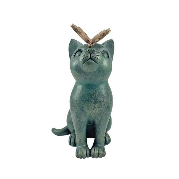 Figura de gato, escultura de gato, estatua de gato decorativa divertida, decoración de jardín al aire libre para amantes de los gatos, jardineros,