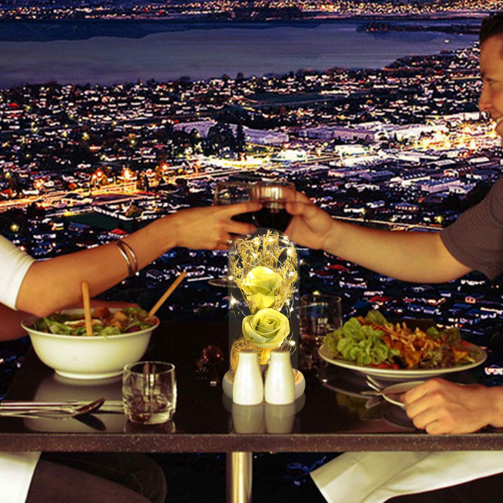 PhoneSoap Beauty and The Rose,Enchanted Flower with LED Light &Red