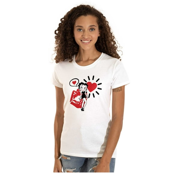 Betty Boop Heart and Lipstick Stain Women's T Shirt Ladies Tee Brisco Brands M