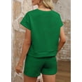 thumbnail image 4 of YATELLE Women's 2 Piece Outfits Sweatsuit Casual Short Sleeve Pullover Tops and Drawstring Shorts Pants Lounge Sets, 4 of 5