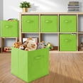 thumbnail image 5 of Casafield Set of 6 Fabric Storage Cube Bins, Lime Green - 13" Collapsible Foldable Cloth Baskets for Shelves and Cubby Organizers, 5 of 7
