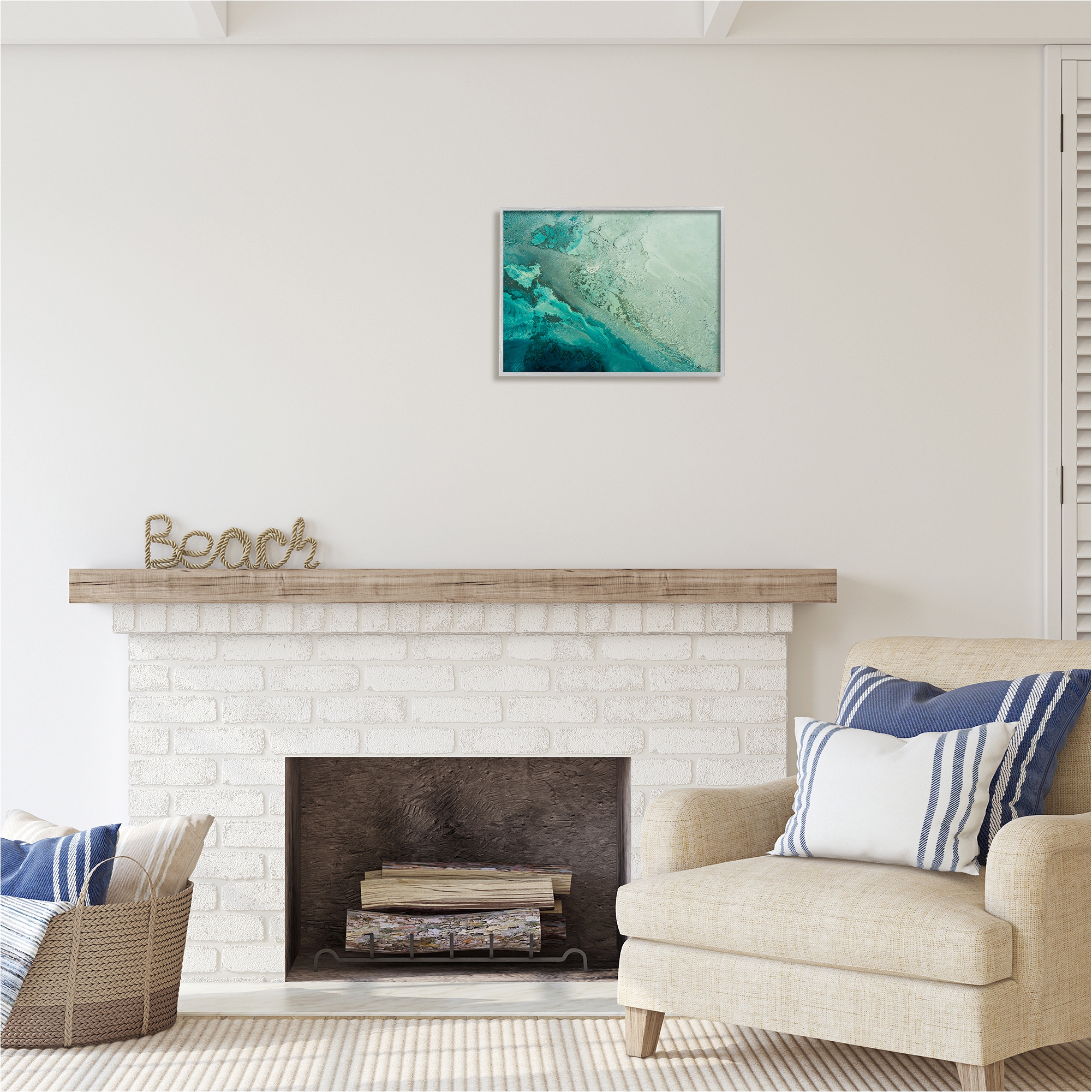 Stupell Industries Aerial View Tide Pool Landscape Painting Gray Framed Art Print Wall Art, 20 x 16