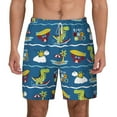 thumbnail image 2 of Picia Dinosaur on the Beach Vacation pattern Mens Swim Trunks with Compression Liner Stretch Beach Shorts Quick Dry with Zipper Pockets No-Chafing Board Shorts-XX-Large, 2 of 9