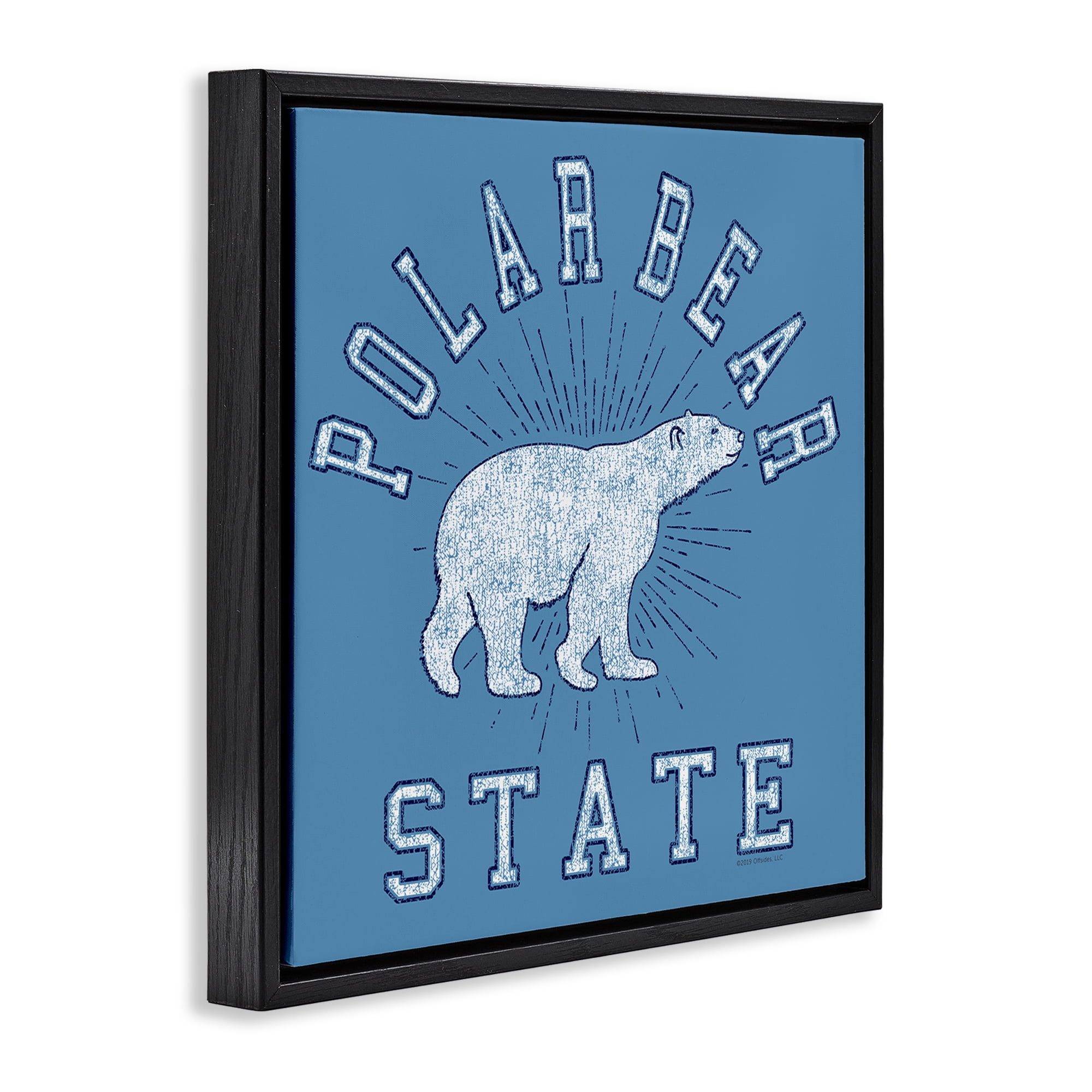 Stupell Industries Varsity Polar Bear State Animals Painting Black Floater Framed Canvas Art Print Wall Art, 18 x 18