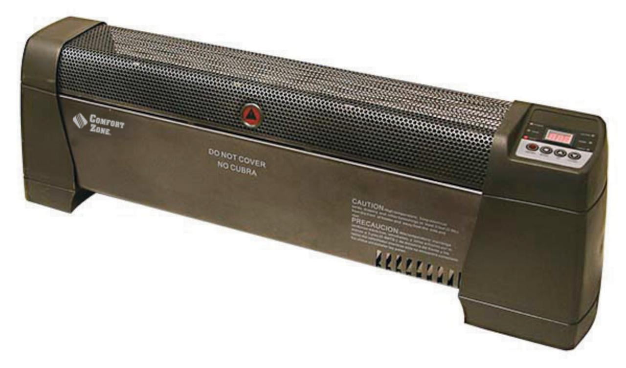 Comfort Zone 750/1,500-Watt Electric Baseboard Space Heater with Digital  Thermostat, Dent-Proof End Panels, Overheat Protection System, Safety  Tip-Over Switch, u0026 Stay-Cool Body, Black - Walmart.com