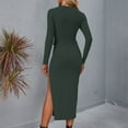 thumbnail image 5 of USSUMA Spring Dresses for Women 2025 Summer Dress Long Sleeve Crew Neck Casual Solid Color Tie Maxi Dress Casual Dresses Loose Dress Trekking today Discount Green Dress Size-L, 5 of 5