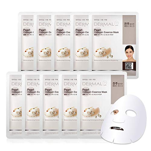 DERMAL Pearl Collagen Essence Facial Mask Sheet 23g Pack of 10