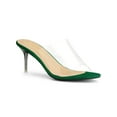 thumbnail image 1 of BLISSFUL STEP Women's Clear Strap Stiletto Heels Sandals Emerald Green 6, 1 of 7