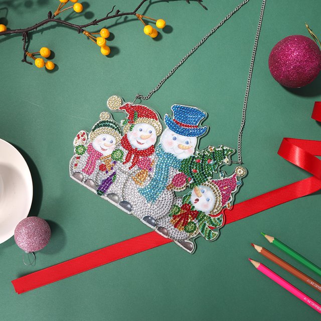 Cuadros Decorativos DIY apliques diamante muñeco de nieve árbol de Navidad colgador de pared acrílico Kit colgante Tmvgtek embutido en tela