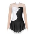 thumbnail image 3 of iEFiEL Womens Long Sleeves Ballet Dance Leotard Dress Figure Ice Skating Roller Skating Dress, 3 of 7