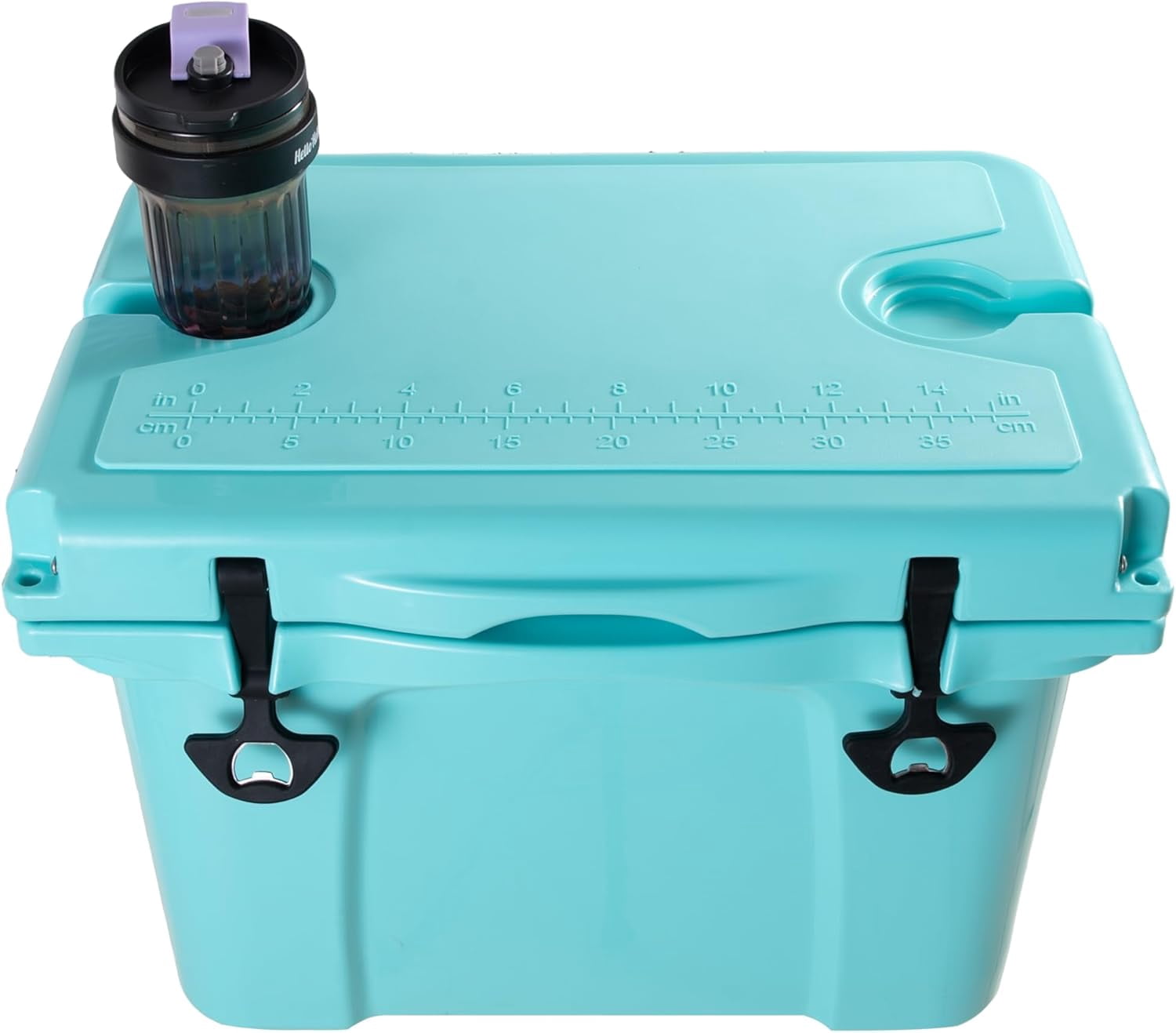 Elleree 25 Quart Cooler, Portable Ice Chest with Bottle Opener, Forming Ruler, Outdoor Camping Cooler Box for Fishing/Beach/Picnic