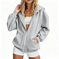 thumbnail image 2 of HJYCHN Hoodies for Women Solid Color Loose Fit Zip up Sweatshirts Hoodie Jacket with Pockets Long Sleeve Casual Sweatshirt for Women Light Gray_002 L, 2 of 4