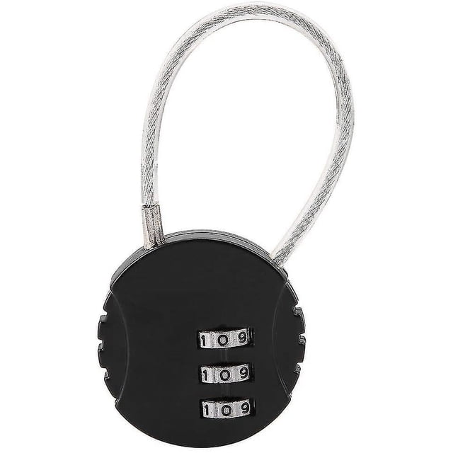 Security Padlock With Steel Cable 3 Digits Code For Suitcase Backpack