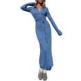 thumbnail image 5 of Franhais Women Maxi Dress Long Sleeve Shirt Dress Fashion Casual Dress for Streetwear, 5 of 9