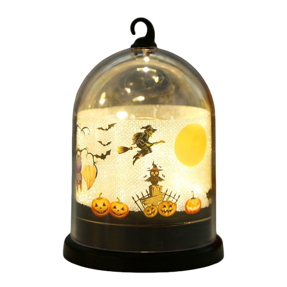 Halloween Lanterns with Hook, Vintage LED Candle Decorative Hanging Witch Pumpkin Castle Halloween Decorations for Home Indoor Outdoor