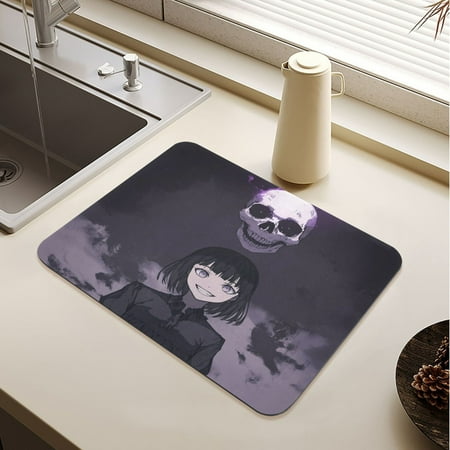 

Death Girl Drying Mat Diatomaceous Earth Super Absorbent Slip Rubber Sole Heat Resistant 230 Degrees Fahrenheit 23.6×19.7in