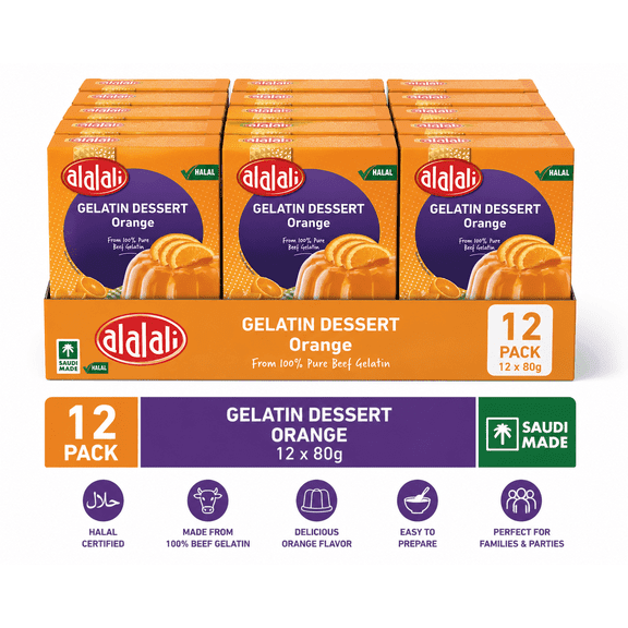 Alalali Snack Gelatin Powder Orange Flavor 12 Count 960 G