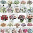 thumbnail image 1 of Flores artificiales 9/10/12 cabezas ramo de peonías de seda rosas flores falsas decoración de fiesta en casa de boda, 1 of 4