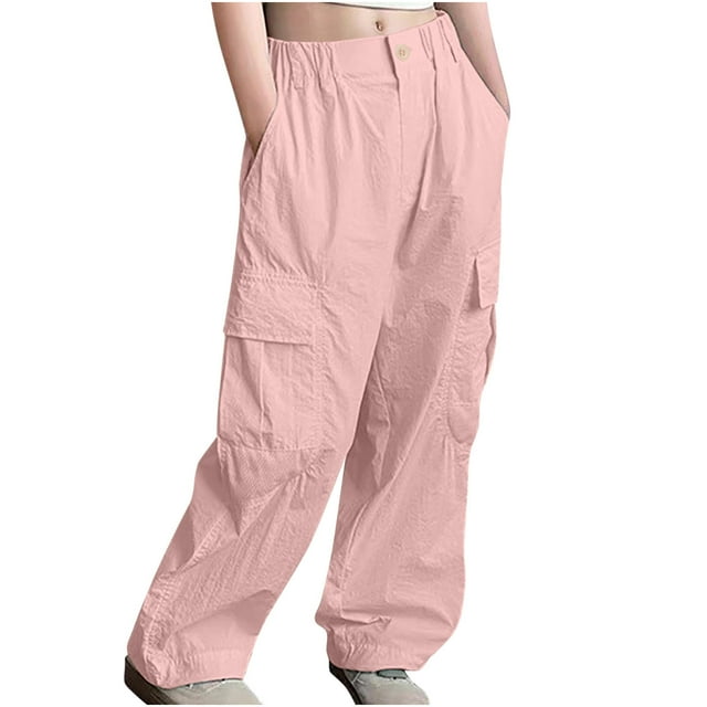 Odeerbi 5-14 Años Niños Niñas Cargo Pantalones Deportes Pantalones de Pata Ancha Casual Cintura Alta Suelta Pierna Recta Pantalones de Trabajo Con Bolsillo