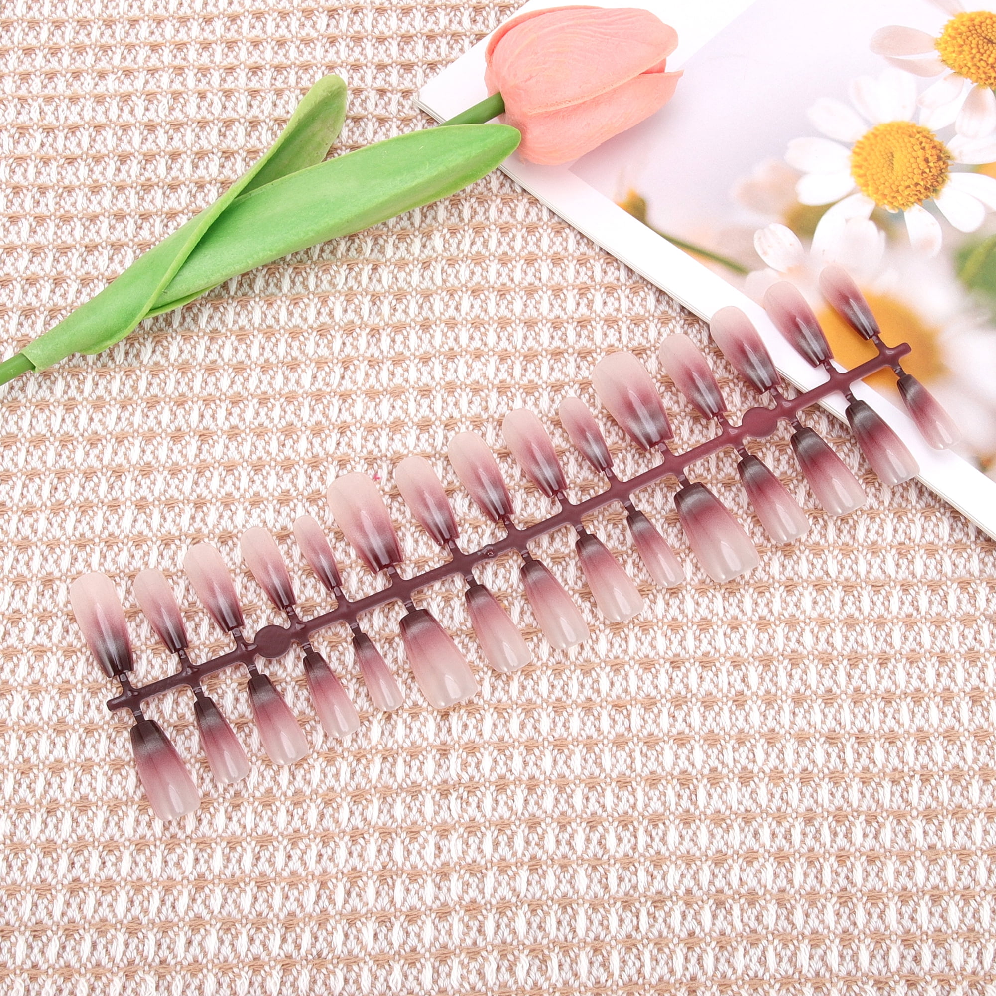 Unique Bargains Crescent Long Coffin Fake Nails 1 Pc 192-06