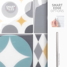 Smart Tiles Peel and Stick Backsplash, 5 Adhesive Tiles, Vintage Multicolored, 9"x9"