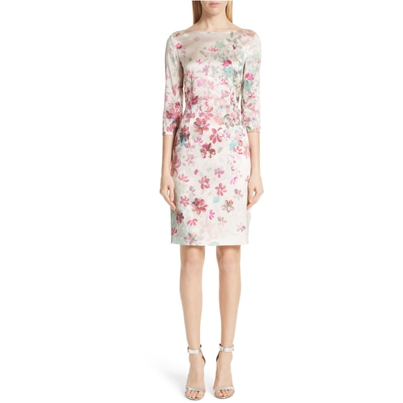 Vestido de vaina floral St. John para mujer con trazo de pincel rosa