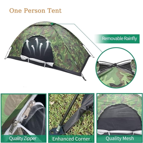 Camouflage Tent UV-anti Tent, Outdoor Camping Tent, Waterproof One Person Tent for Camping Hiking, Lightweight Backpacking Dome Tents, Camouflage Tent
